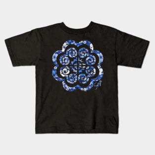 Hmoob Blue Floral Kids T-Shirt